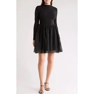 Steve Madden Black Long Sleeve Mixed Media Dress Size XS